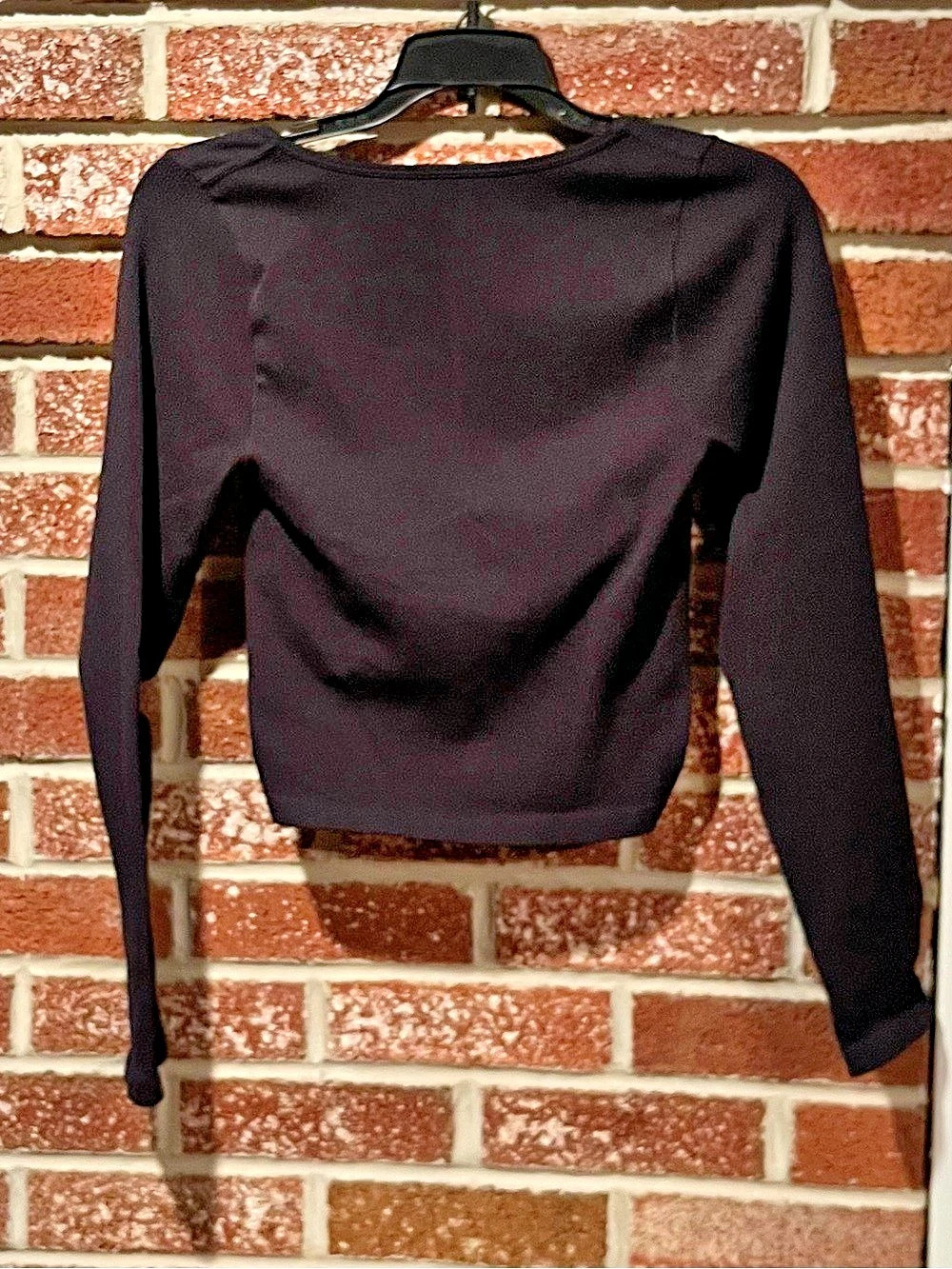 OQQ Ribbed Long Sleeve Square Neck Black Large (NWOT)